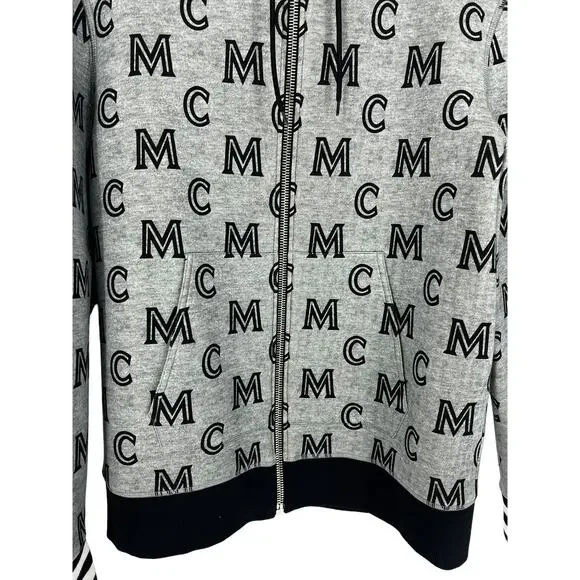 MCM Monogram Zip-up Hoodie In Grey
